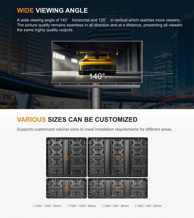 Ecrã de exibição LED fixo externo P3.91 P4.81 P6.25 P7.8 P10.4 Parede de vídeo LED de cor fina 6