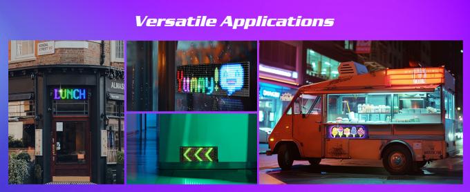 Sinais de LED programáveis, 15'x4' Animações pré-feitas e texto personalizável Sinais de carro LED, Bluetooth APP Control Scrolling Sinais de LED, Custom, Graffiti Painel de matriz LED flexível para loja de carros Hotel Holiday 2