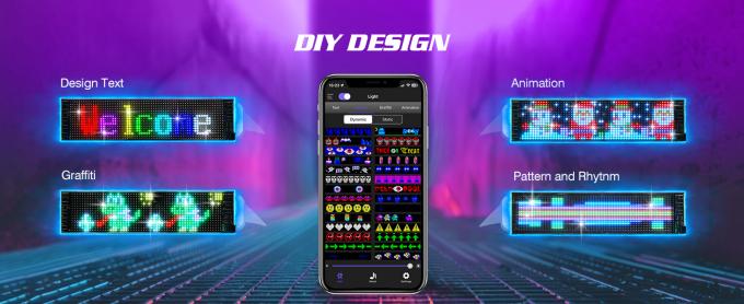 Sinais de LED programáveis, 15'x4' Animações pré-feitas e texto personalizável Sinais de carro LED, Bluetooth APP Control Scrolling Sinais de LED, Custom, Graffiti Painel de matriz LED flexível para loja de carros Hotel Holiday 3