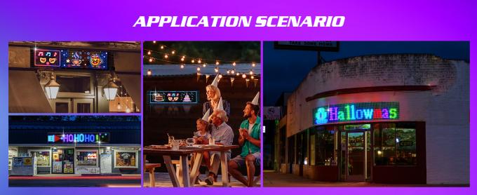 Sinais de LED programáveis, 15'x4' Animações pré-feitas e texto personalizável Sinais de carro LED, Bluetooth APP Control Scrolling Sinais de LED, Custom, Graffiti Painel de matriz LED flexível para loja de carros Hotel Holiday 5