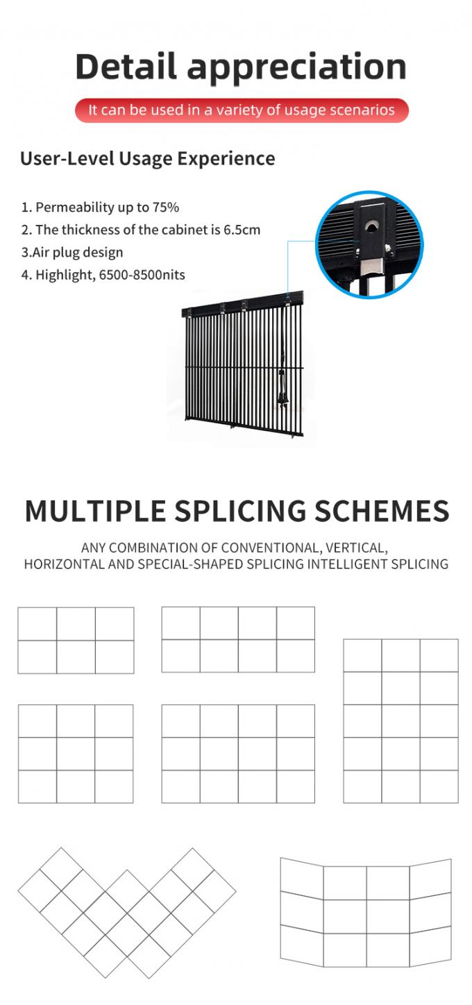 Ecrã LED transparente Ecrã de vidro transparente Janela LED Transparente Video Parede Painel flexível Alto brilhoEcrã LED 2