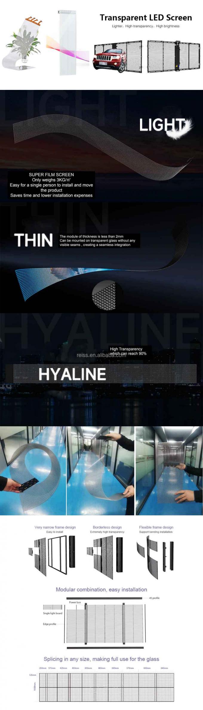 Tela LED de Vidro P3.91-7.81 HD Transparente Publicidade Tela LED transparente 2