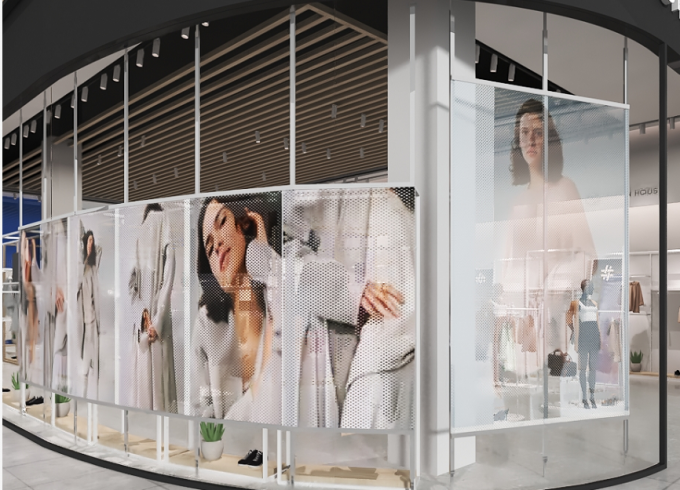 Ecrã de visualização LED transparente para interiores P3.91Panela de visualização LED de vidro de parede LED 0