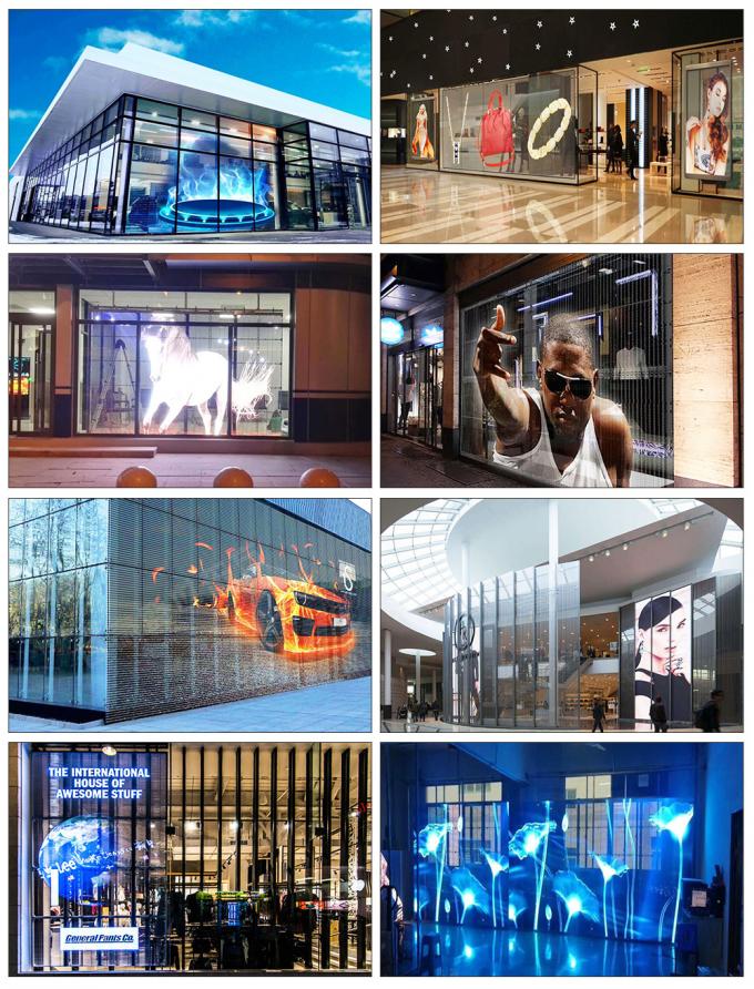 3.91-7.82mm Pixel Pitch Transparent LED Display Screen com 75% de transparência para 5-100m de distância de visão 3