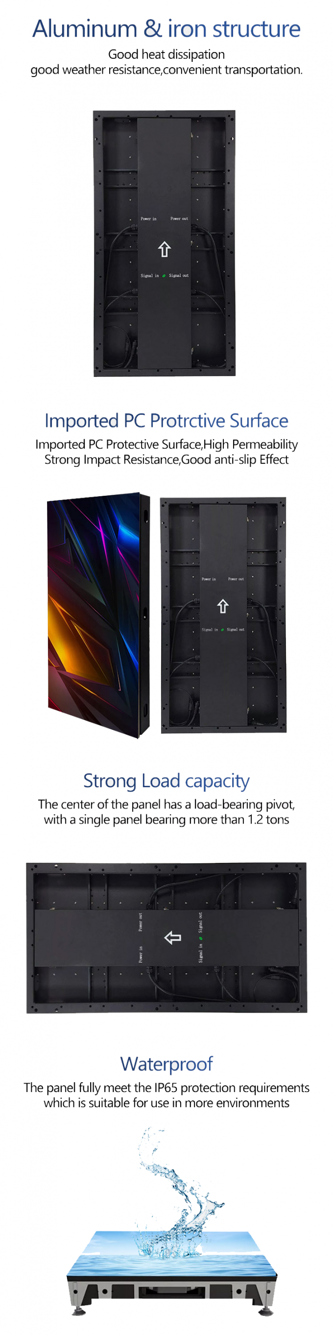 Display de piso de dança Led Panel de azulejos de aluguel 500 * 1000 Alta atualização Led Stage Wedding Screen Wall P2.9 Display LED interativo 2