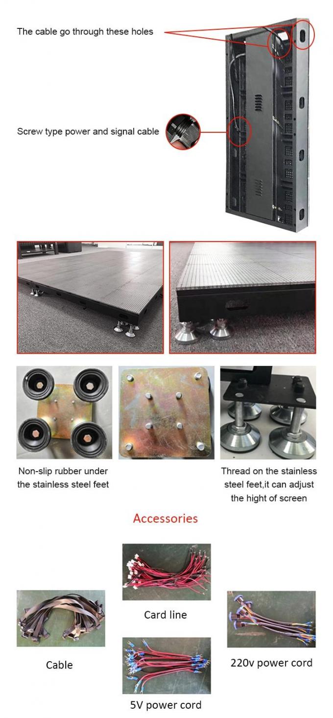 Display de piso de dança Led Panel de azulejos de aluguel 500 * 1000 Alta atualização Led Stage Wedding Screen Wall P2.9 Display LED interativo 5