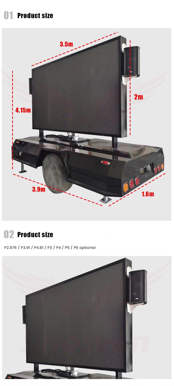 P4 LED Outdoor Sign Screen Trailer Painéis solares Trailer publicitário HD LED Display 3
