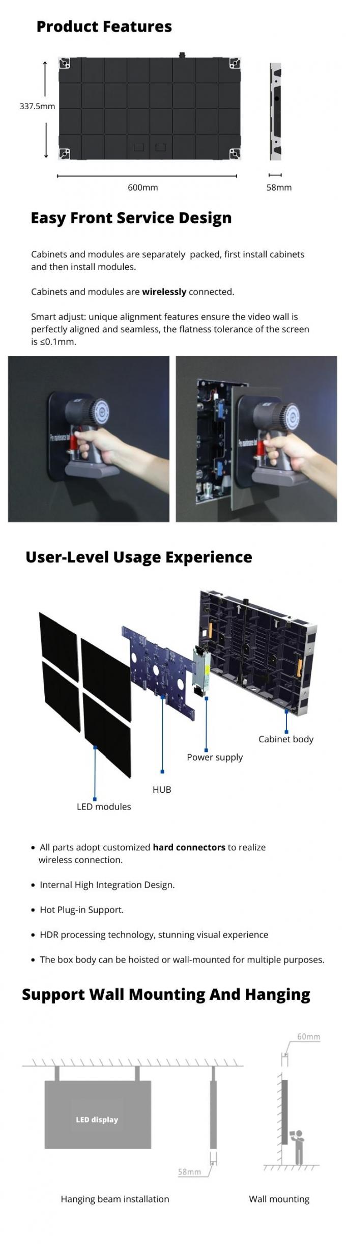 Painel de exibição de vídeo LED para igreja micro fino COB interno à prova d'água com passo de pixel pequeno P0.6 P0.7 P0.9 P1.25 6